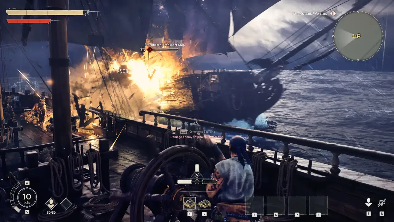 Wide coastal bastions and surf: the kind of shoreline where fort guns and landing parties trade tempo.