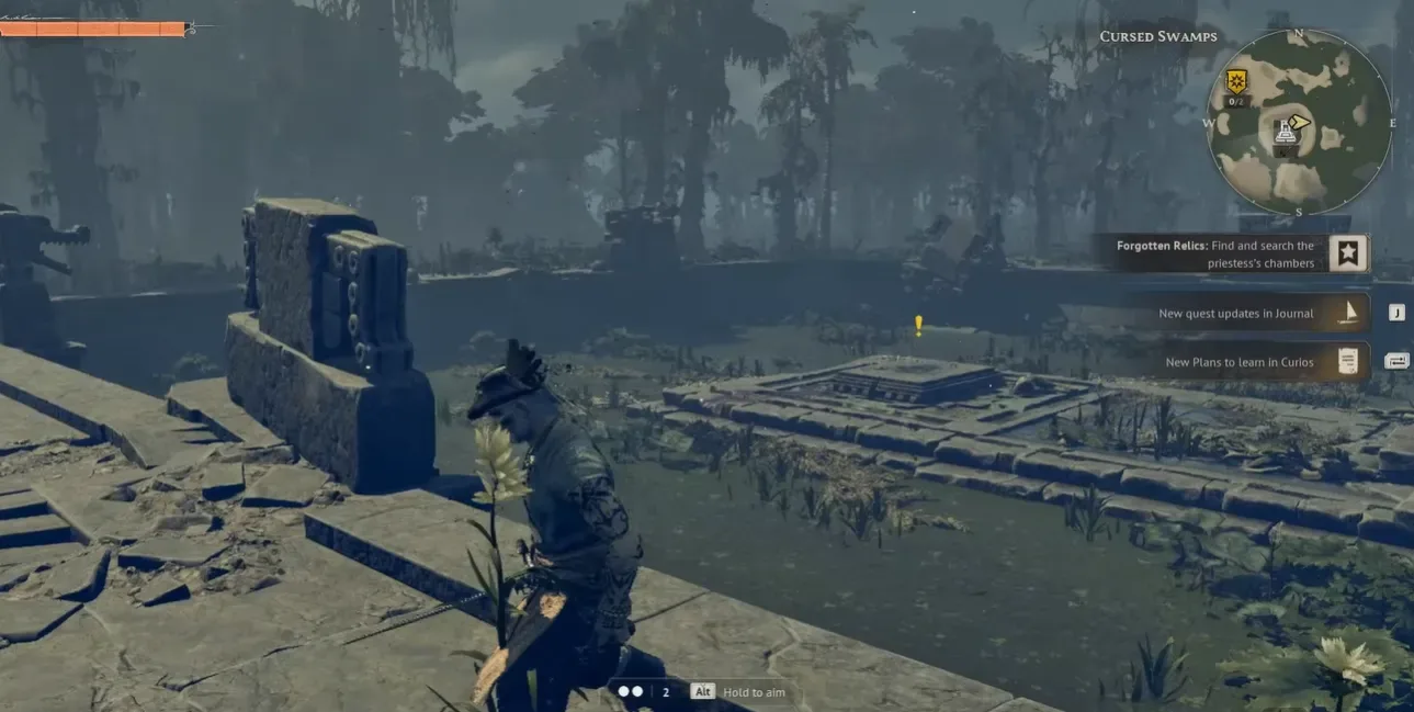 Player opening an Ancient Chest in a Swamp Crypt Tablet House in Windrose, obtaining Quagmire Powder.