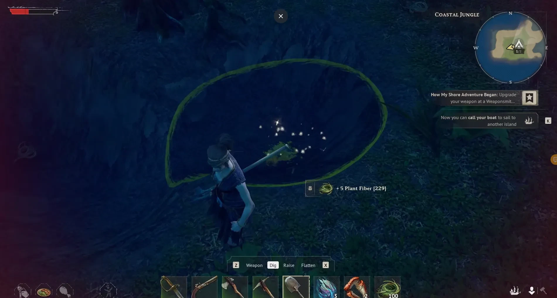 Windrose  the glowing  particles in the dirt right before the chest is unearthed