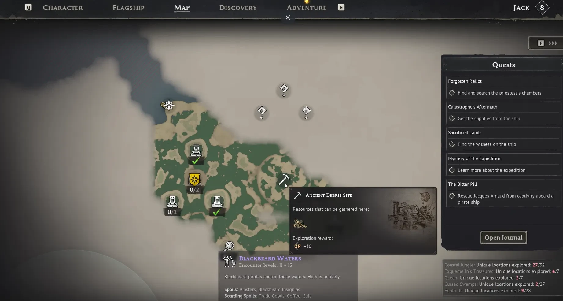 Windrose Ancient Debris Site map